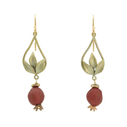 Pomegranate teardrop hook earrings by Michael Michaud